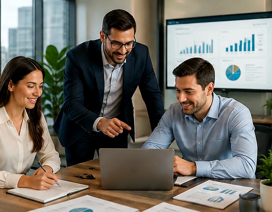 Equipo de asesoría contable revisando información financiera